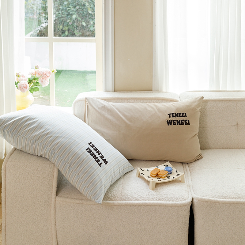 91家纺网 家纺一手货源 找家纺 （总）荔禾家居 2024新款ins博主风混搭全棉水洗棉枕套