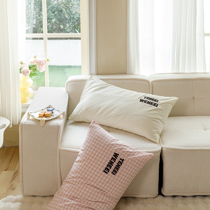 91家纺网 家纺一手货源 找家纺 （总）荔禾家居 2024新款ins博主风混搭全棉水洗棉枕套