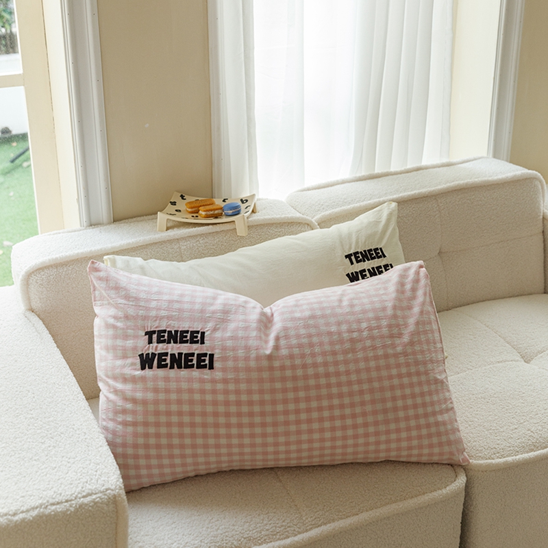 91家纺网 家纺一手货源 找家纺 （总）荔禾家居 2024新款ins博主风混搭全棉水洗棉枕套