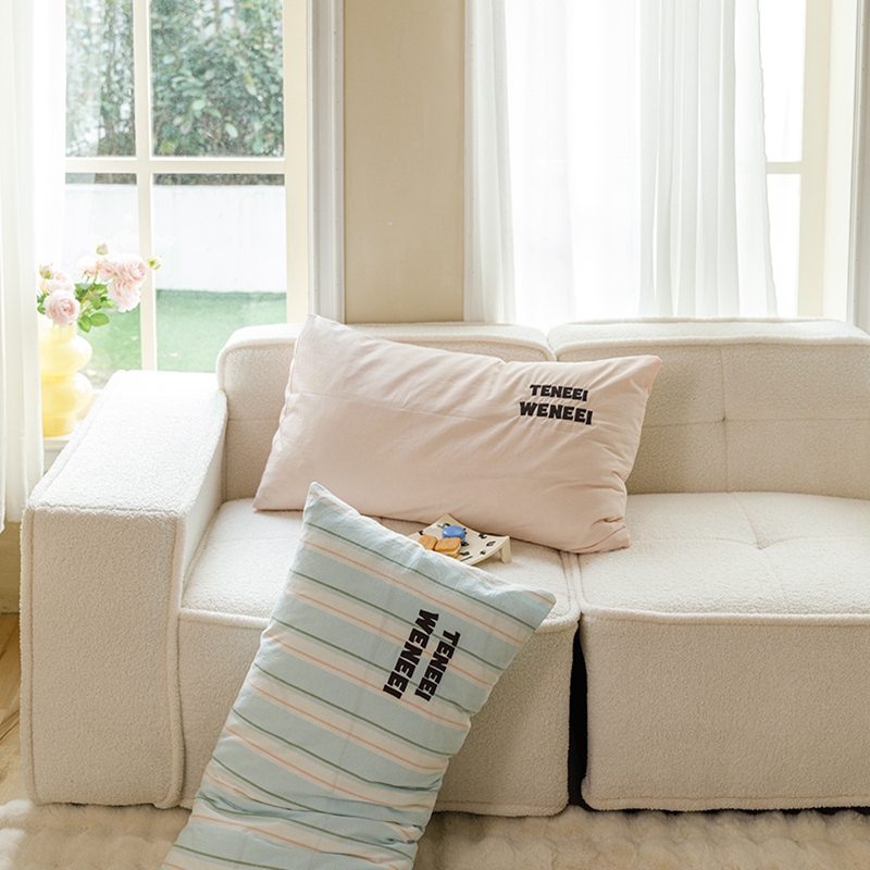 91家纺网 家纺一手货源 找家纺 （总）荔禾家居 2024新款ins博主风混搭全棉水洗棉枕套