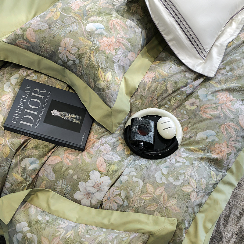 91家纺网 家纺一手货源 找家纺 若未家居 2025新款50S高支高密进口轻奢花卉---初拾系列 初拾 绿