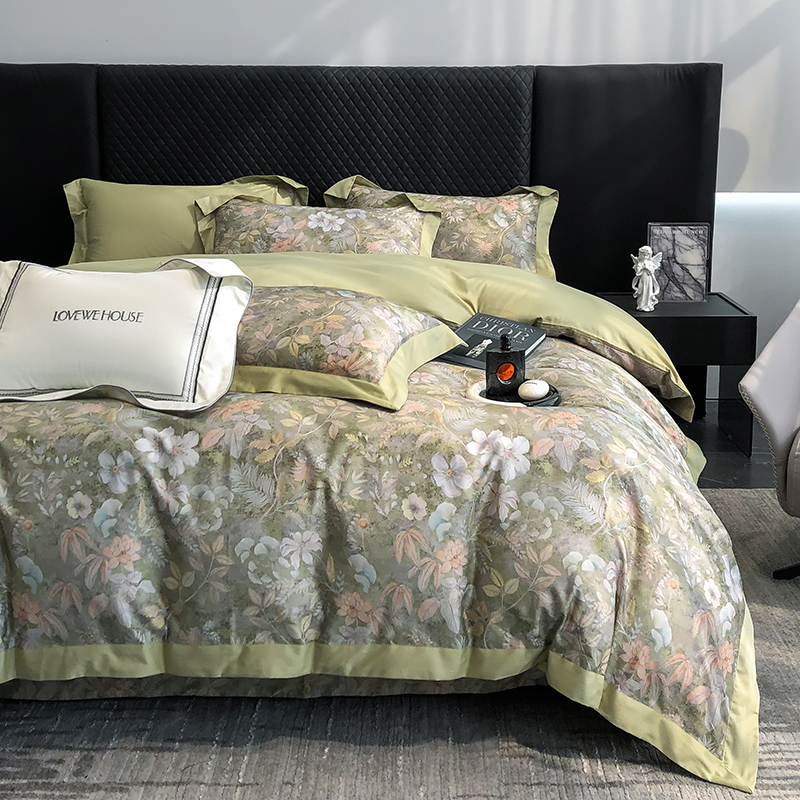 91家纺网 家纺一手货源 找家纺 若未家居 2025新款50S高支高密进口轻奢花卉---初拾系列 初拾 绿