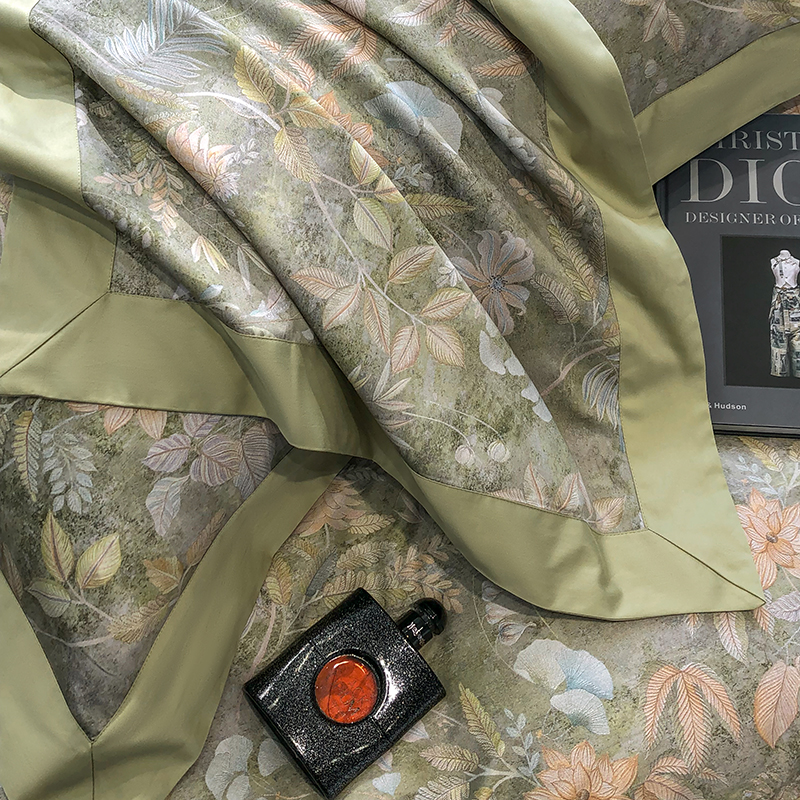 91家纺网 家纺一手货源 找家纺 若未家居 2025新款50S高支高密进口轻奢花卉---初拾系列 初拾 绿