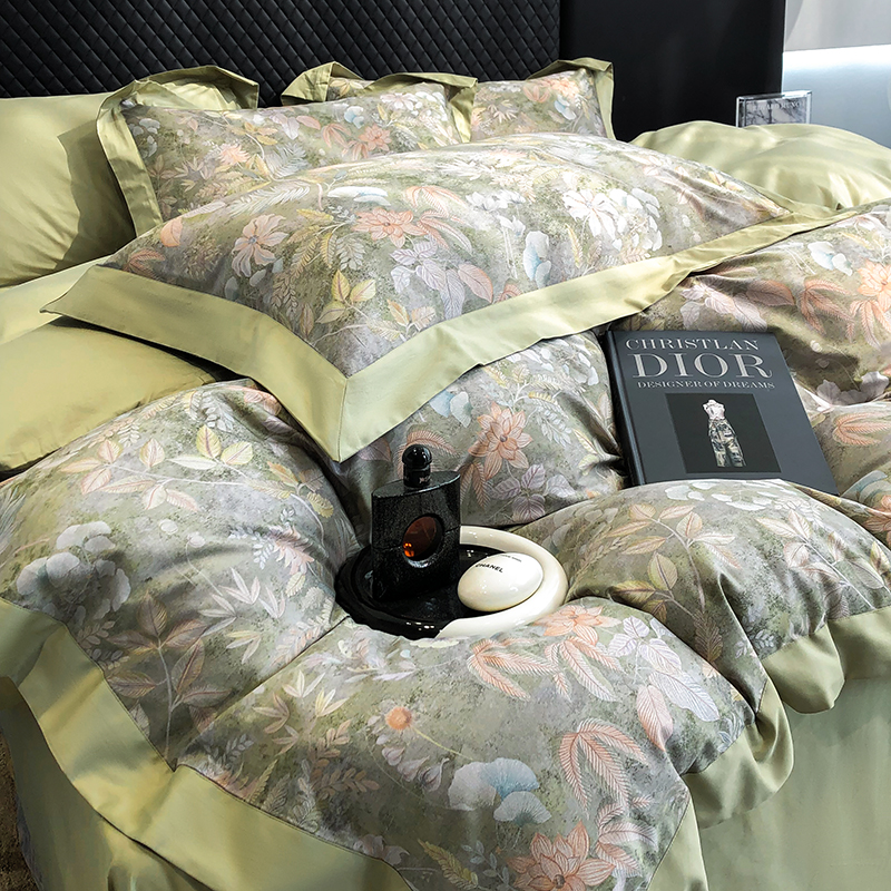 91家纺网 家纺一手货源 找家纺 若未家居 2025新款50S高支高密进口轻奢花卉---初拾系列 初拾 绿