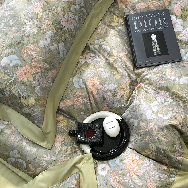 91家纺网 家纺一手货源 找家纺 若未家居 2025新款50S高支高密进口轻奢花卉---初拾系列 初拾 绿