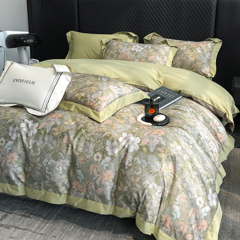 91家纺网 家纺一手货源 找家纺 若未家居 2025新款50S高支高密进口轻奢花卉---初拾系列 初拾 绿