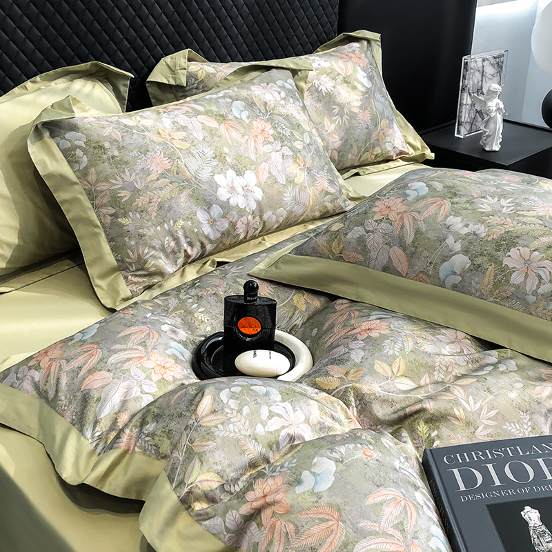 91家纺网 家纺一手货源 找家纺 若未家居 2025新款50S高支高密进口轻奢花卉---初拾系列 初拾 绿