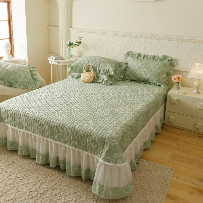 （总）胜权  2024新款高端欧根纱全棉印花夹棉床盖单品