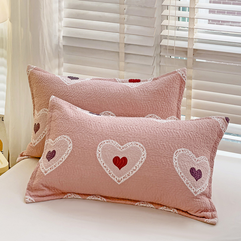 91家纺网 家纺一手货源 找家纺 胜权 2024新款双面全棉高温水洗夹棉枕套一对 心动一刻