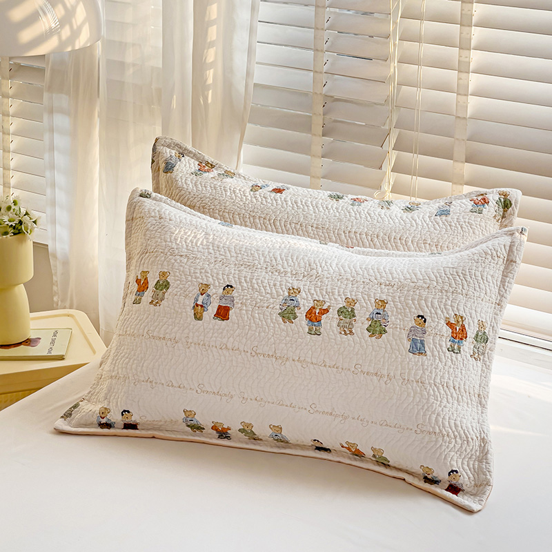 胜权 2024新款双面全棉高温水洗夹棉枕套一对 好朋友