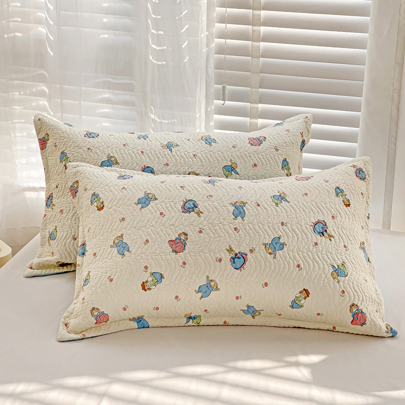 胜权 2024新款双面全棉高温水洗夹棉枕套一对 快乐兔