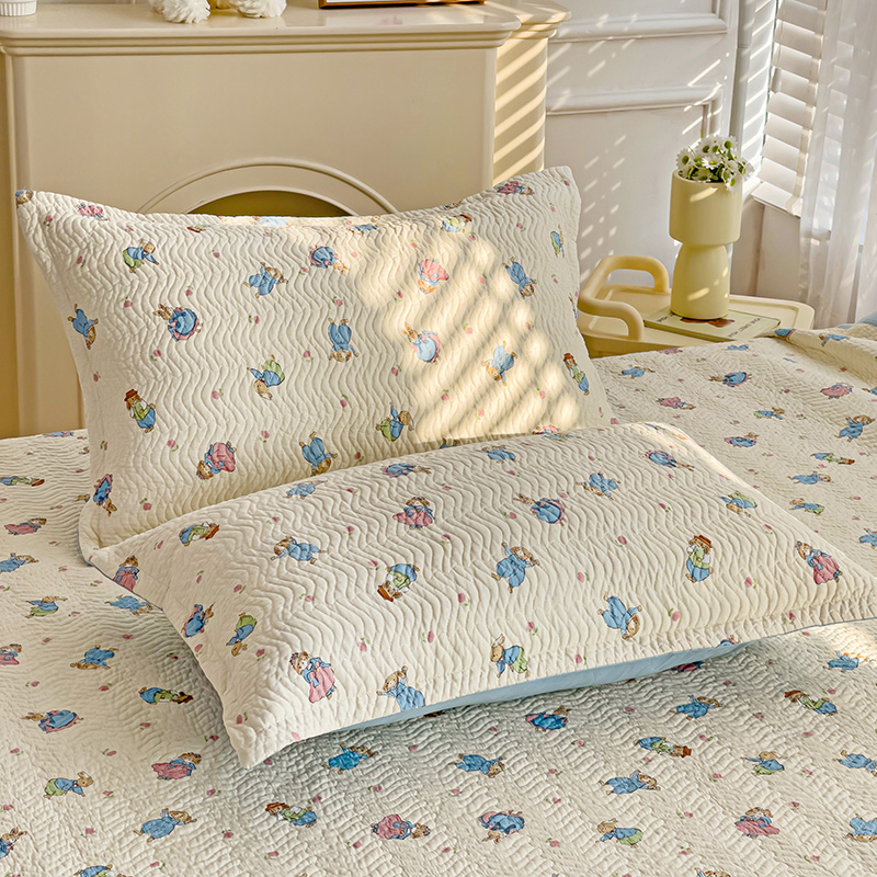 91家纺网 家纺一手货源 找家纺 胜权 2024新款双面全棉高温水洗夹棉枕套一对 快乐兔