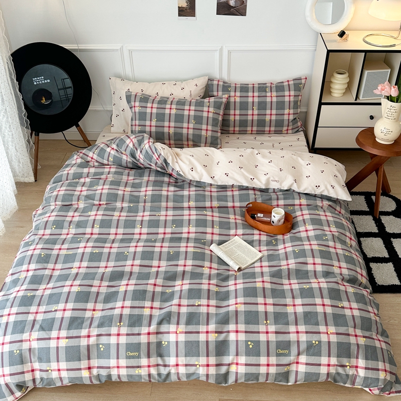 91家纺网 家纺一手货源 找家纺 （总）昔可 2024新款全棉格子元素四件套 