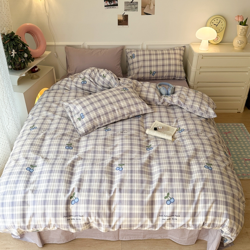 91家纺网 家纺一手货源 找家纺 （总）昔可 2024新款全棉格子元素四件套 