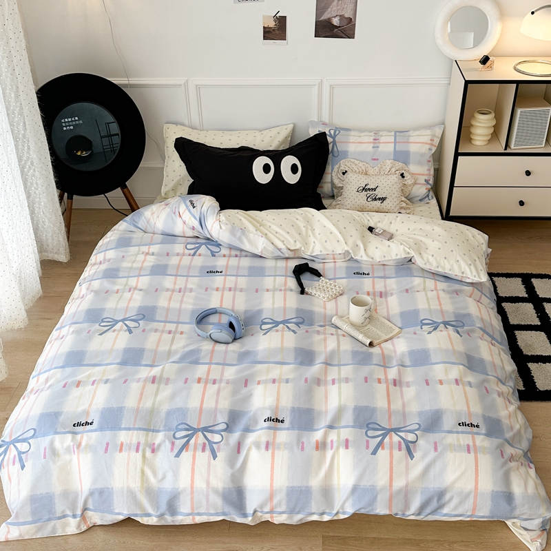 91家纺网 家纺一手货源 找家纺 （总）昔可 2024新款全棉格子元素四件套 