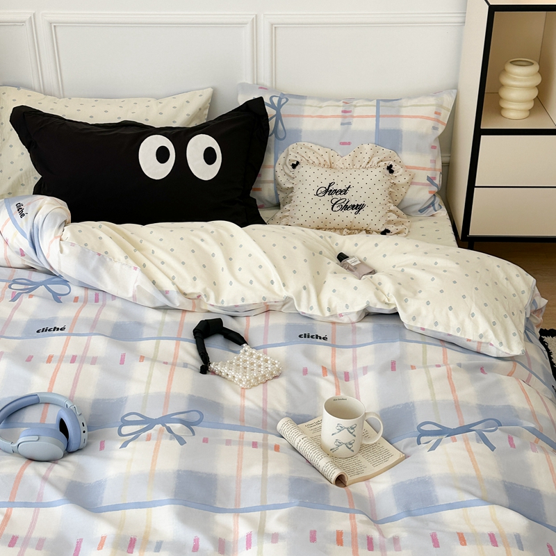 91家纺网 家纺一手货源 找家纺 （总）昔可 2024新款全棉格子元素四件套 