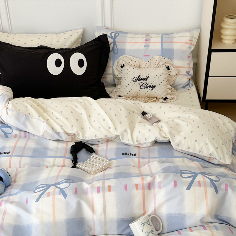 91家纺网 家纺一手货源 找家纺 （总）昔可 2024新款全棉格子元素四件套 