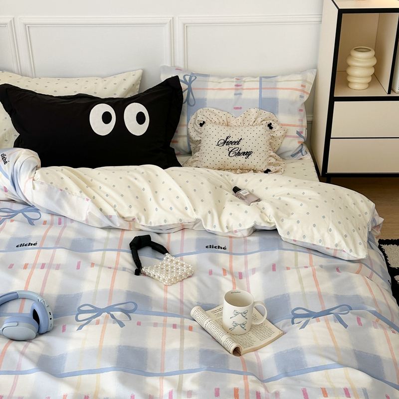 91家纺网 家纺一手货源 找家纺 （总）昔可 2024新款全棉格子元素四件套 