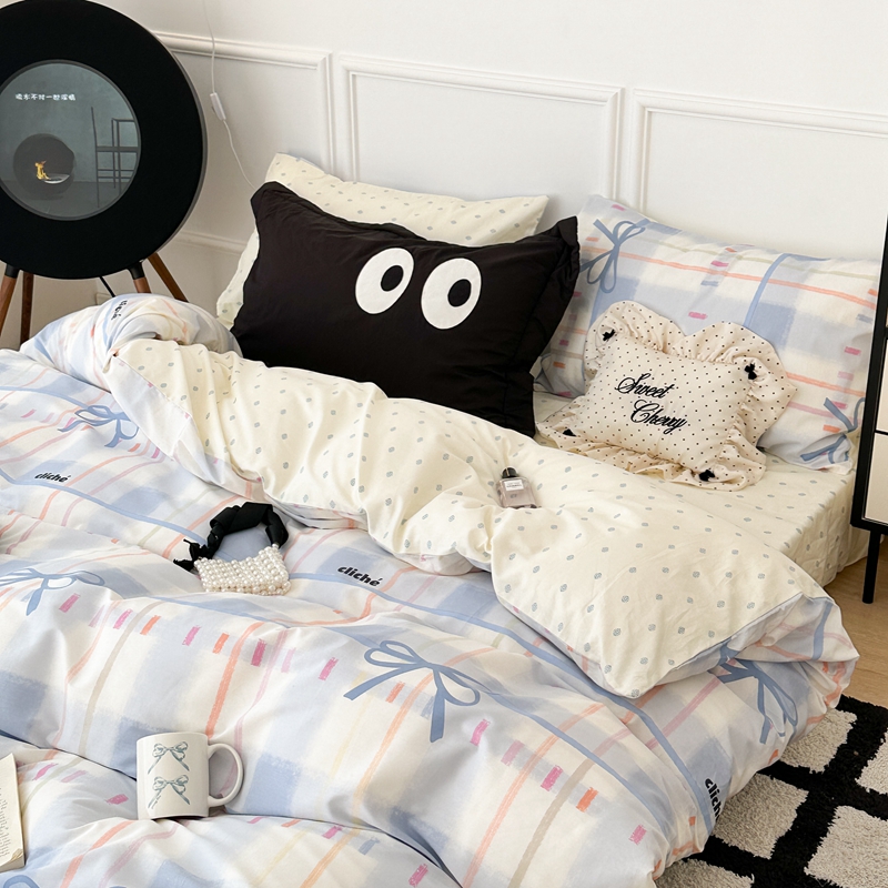 91家纺网 家纺一手货源 找家纺 （总）昔可 2024新款全棉格子元素四件套 