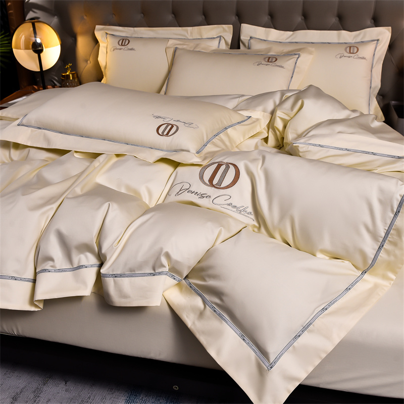 91家纺网 家纺一手货源 找家纺 瑞驰2024新款丹尼斯系列长绒棉绣花四件套 丹尼斯-牡蛎白