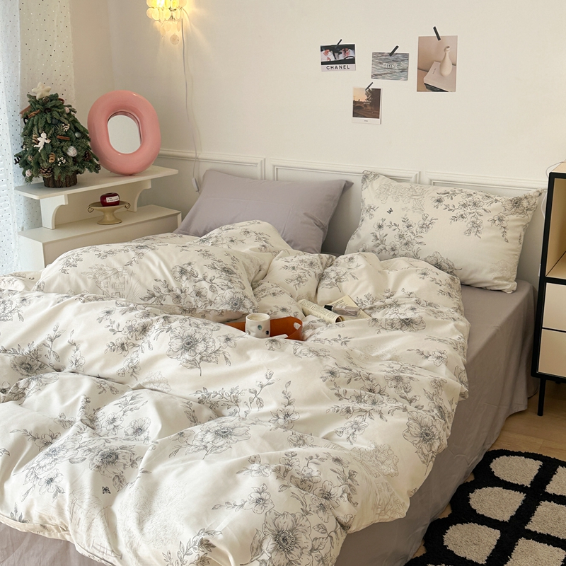 91家纺网 家纺一手货源 找家纺 昔可 2024新款轻奢花四件套 矜贵山茶