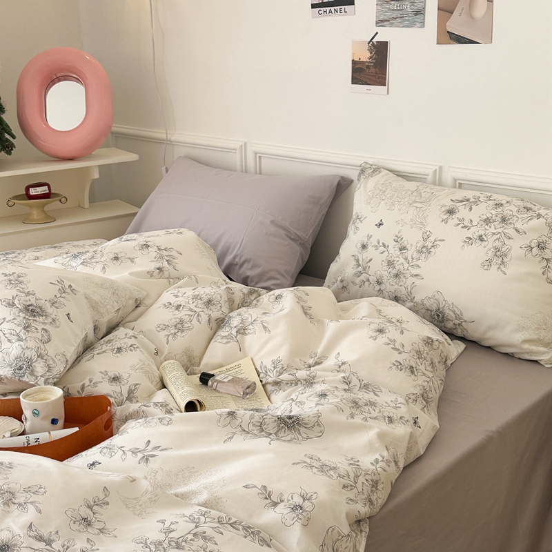 91家纺网 家纺一手货源 找家纺 昔可 2024新款轻奢花四件套 矜贵山茶