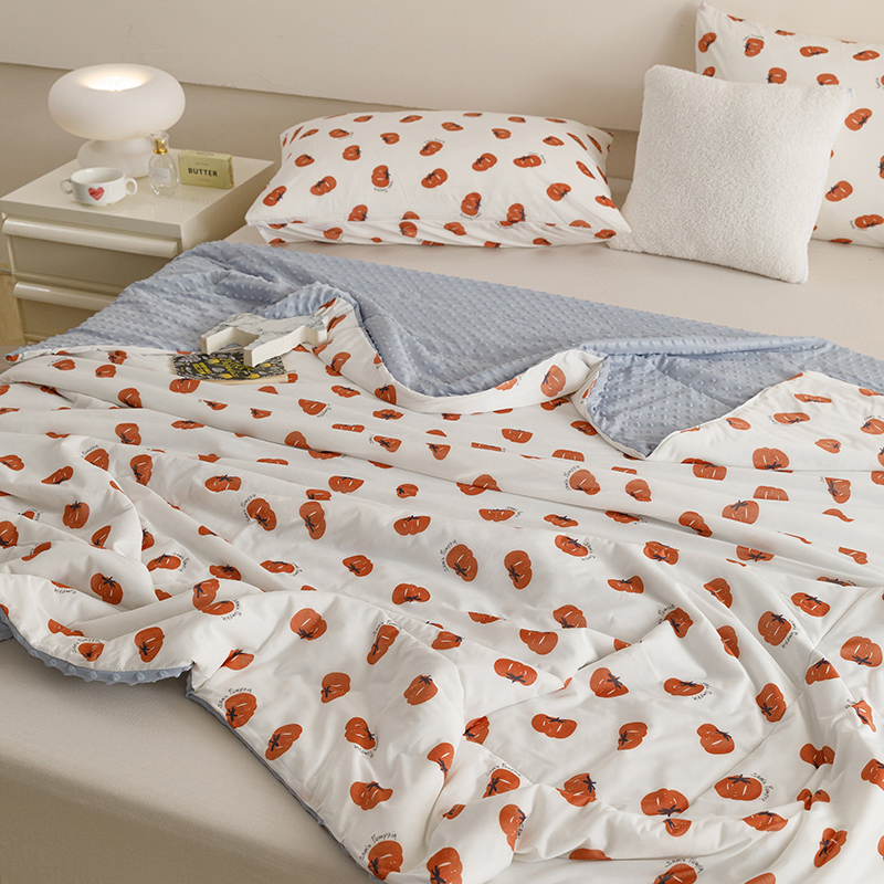 91家纺网 家纺一手货源 找家纺 绒梦里 2024新款小凉皮凉感冰豆豆夏被直播爆款夏凉被空调被 南瓜小梦