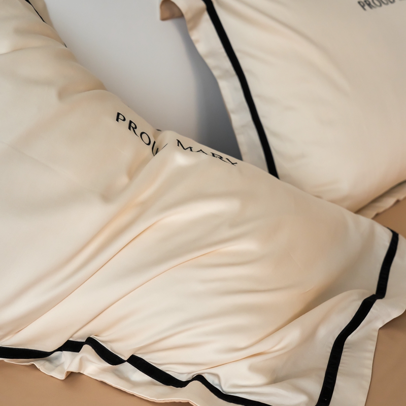 91家纺网 家纺一手货源 找家纺 60支贡缎新疆长绒棉床上四件套被罩高端轻奢简约刺绣被套全棉纯棉 珍娜-奶昔白香槟金