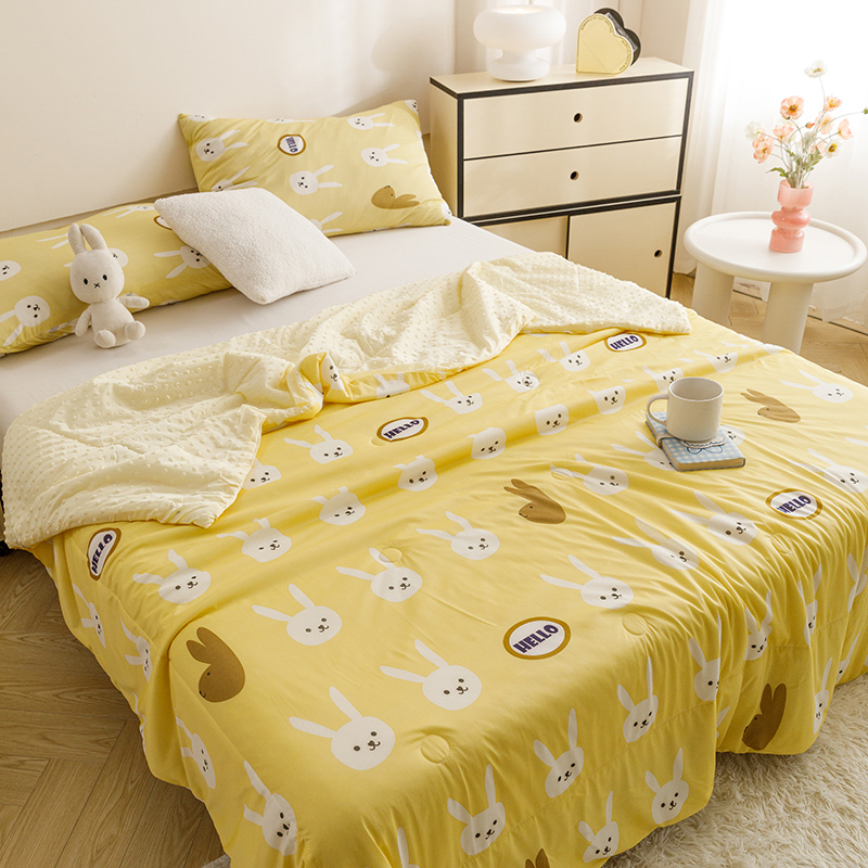 91家纺网 家纺一手货源 找家纺 绒梦里 2024新款小凉皮凉感冰豆豆夏被直播爆款夏凉被空调被 HELLO兔