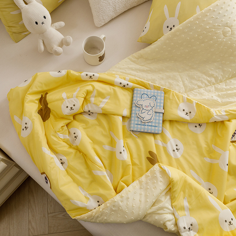 91家纺网 家纺一手货源 找家纺 绒梦里 2024新款小凉皮凉感冰豆豆夏被直播爆款夏凉被空调被 HELLO兔