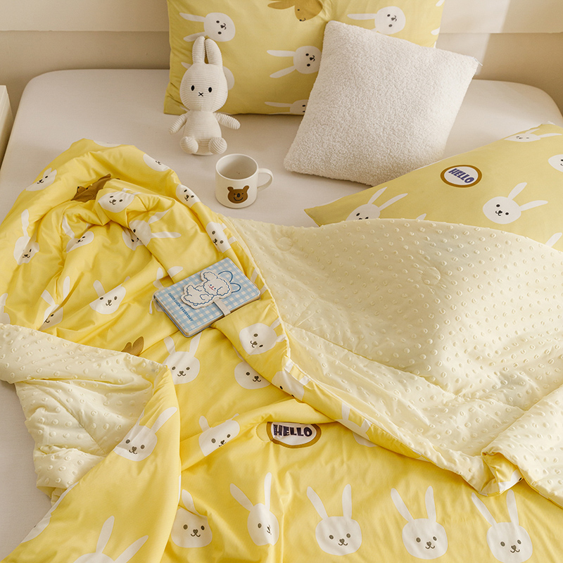 91家纺网 家纺一手货源 找家纺 绒梦里 2024新款小凉皮凉感冰豆豆夏被直播爆款夏凉被空调被 HELLO兔