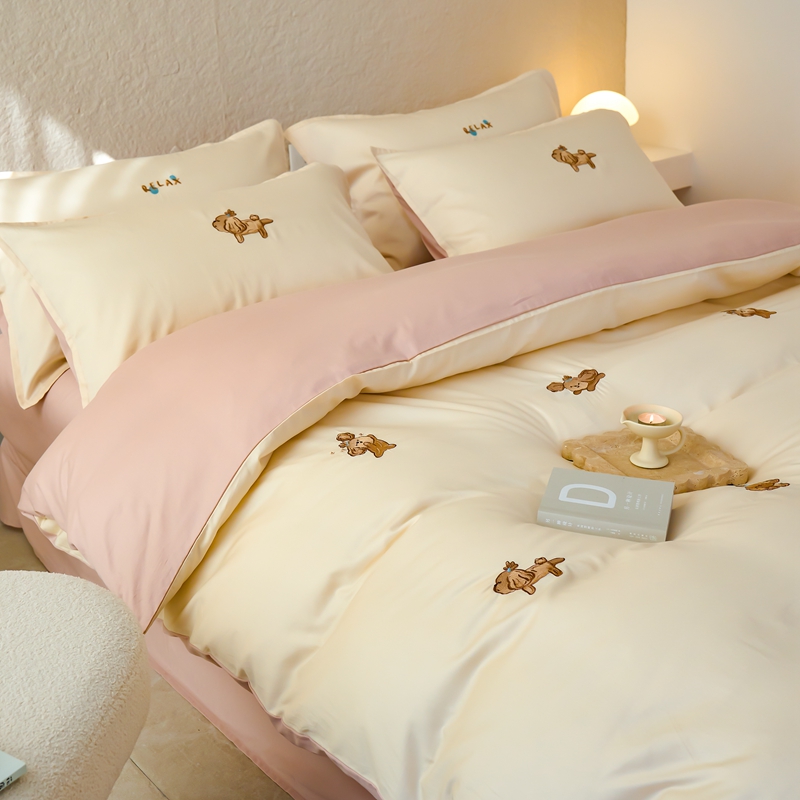 91家纺网 家纺一手货源 找家纺 （总）北欧简约风60支贡缎长绒棉贡缎四件套纯棉全棉床单被套纯色轻奢