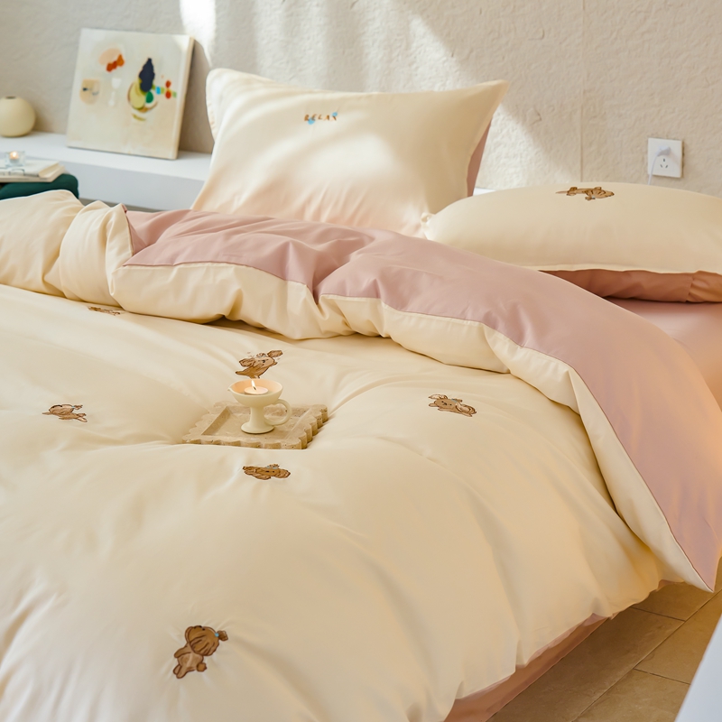 91家纺网 家纺一手货源 找家纺 （总）北欧简约风60支贡缎长绒棉贡缎四件套纯棉全棉床单被套纯色轻奢