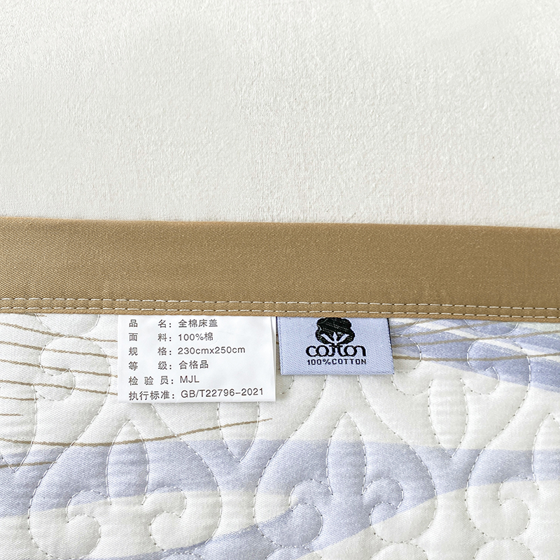 91家纺网 家纺一手货源 找家纺 胜权40支A类全棉夹棉绗缝13372简约款印花多功能床盖夏被四季通用 菱琅