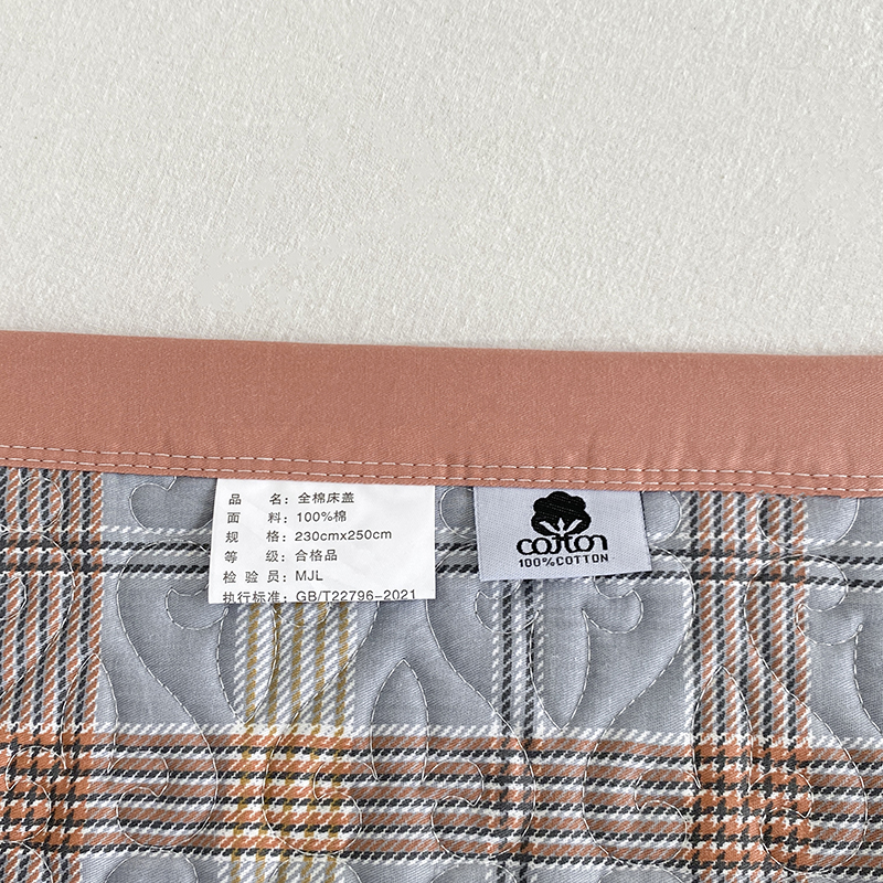 91家纺网 家纺一手货源 找家纺 胜权40支A类全棉夹棉绗缝13372简约款印花多功能床盖夏被四季通用斯里兰卡
