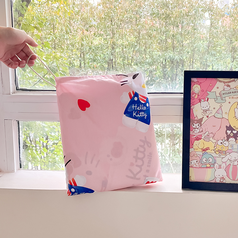 91家纺网 家纺一手货源 找家纺 桃子 新款三丽鸥正版授权纯棉旅行隔脏睡袋火车出行睡袋系列（送同款收纳袋） 纯棉睡袋-苹果kitty