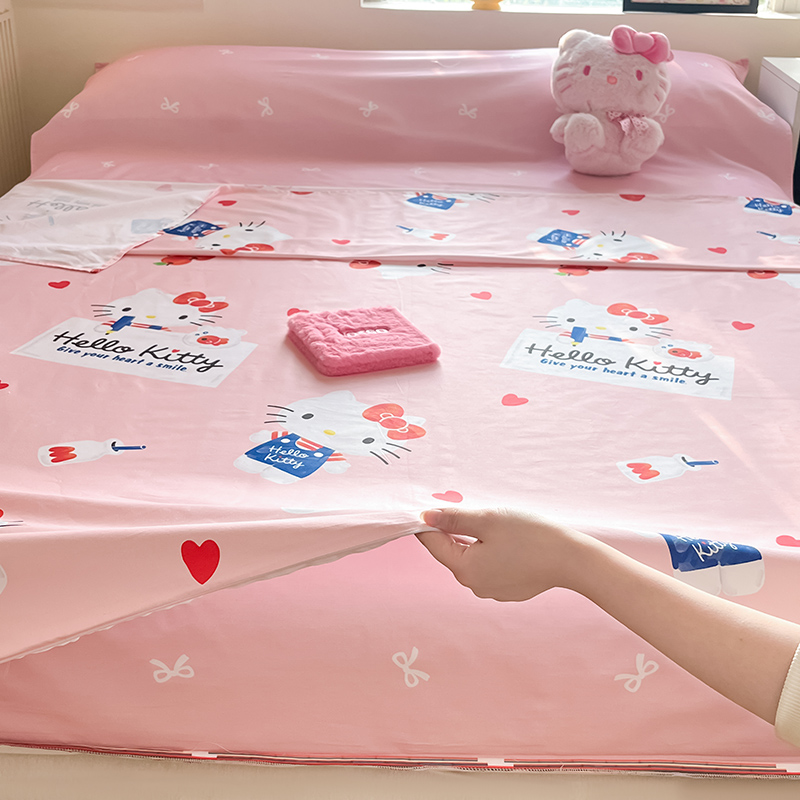 91家纺网 家纺一手货源 找家纺 桃子 新款三丽鸥正版授权纯棉旅行隔脏睡袋火车出行睡袋系列（送同款收纳袋） 纯棉睡袋-苹果kitty