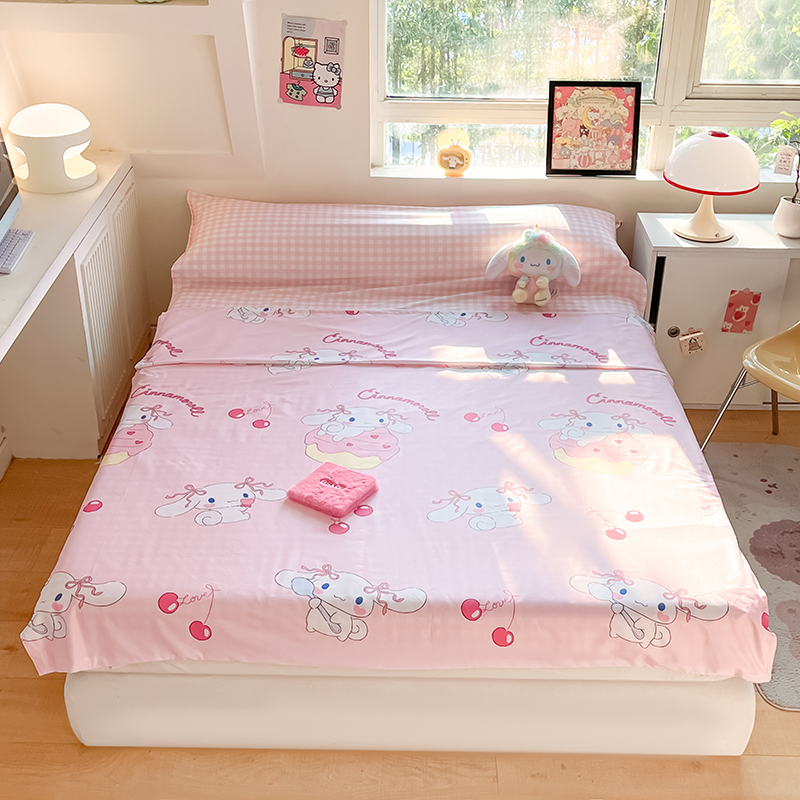 桃子 新款三丽鸥正版授权纯棉旅行隔脏睡袋火车出行睡袋系列（送同款收纳袋） 纯棉睡袋-奶油甜心玉桂狗