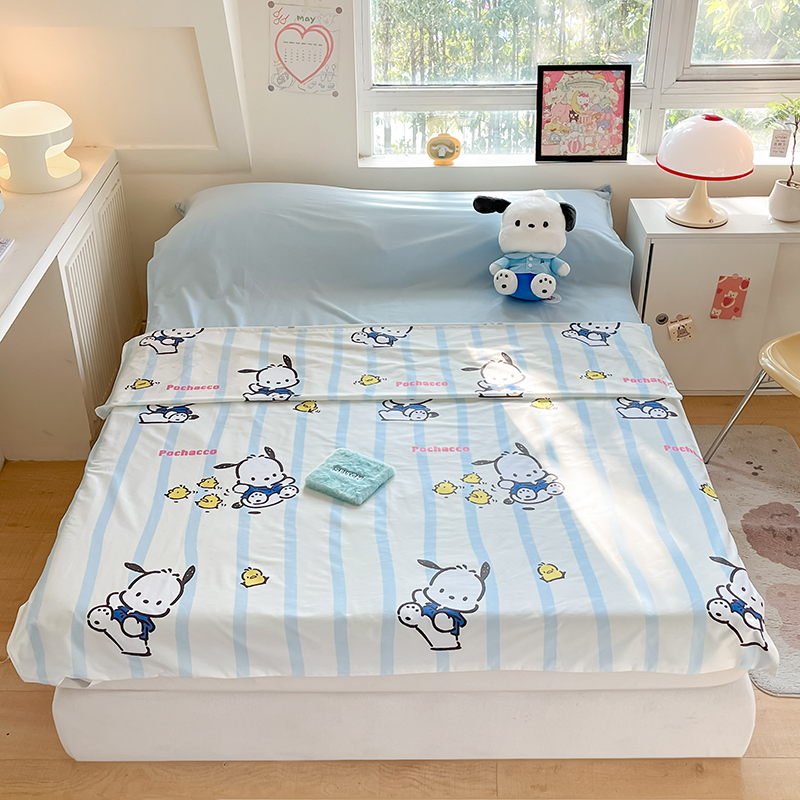 桃子 新款三丽鸥正版授权纯棉旅行隔脏睡袋火车出行睡袋系列（送同款收纳袋） 纯棉睡袋-快乐帕恰狗