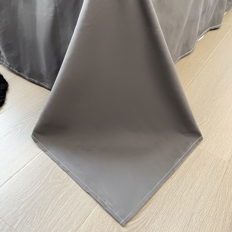 91家纺网 家纺一手货源 找家纺 沐慕家居 2024毛巾绣四件套 黑球球-米灰