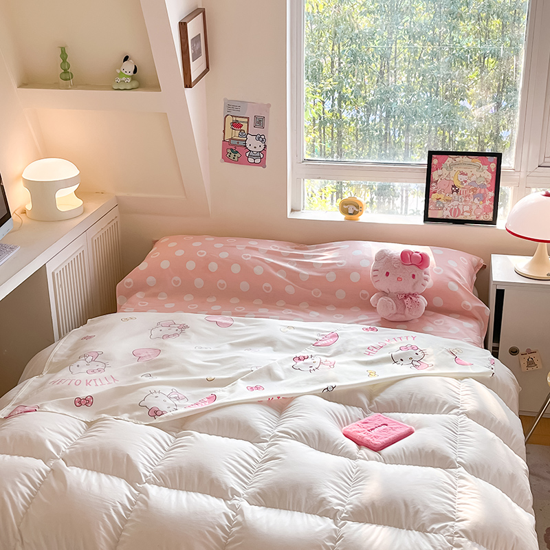 91家纺网 家纺一手货源 找家纺 金爱家 2024新款三丽鸥正版授权纯棉旅行隔脏睡袋火车出行睡袋系列（送同款收纳袋） 纯棉睡袋-爱心kitty
