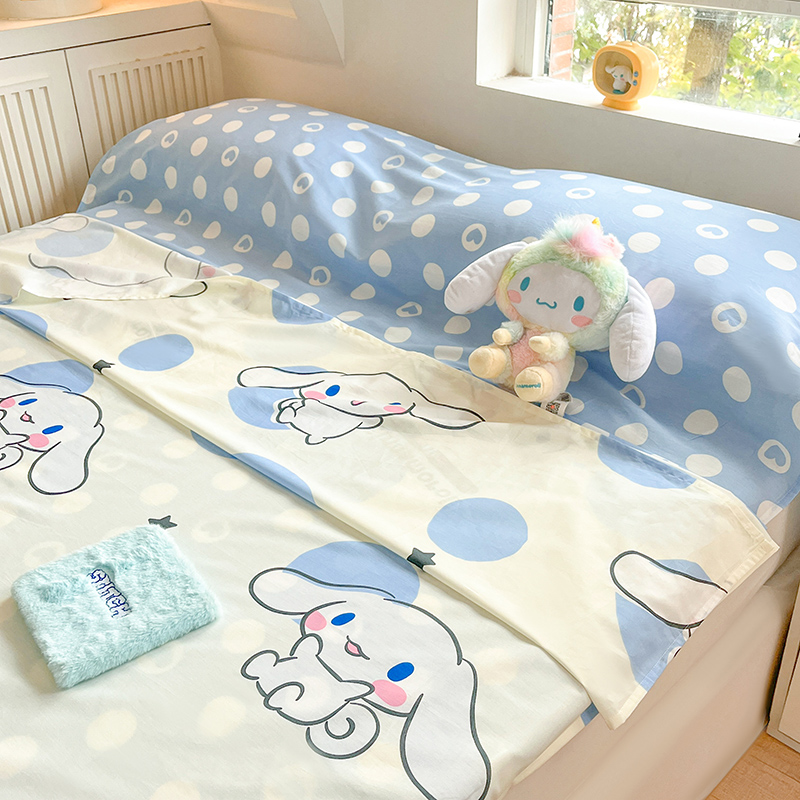 91家纺网 家纺一手货源 找家纺 金爱家 2024新款三丽鸥正版授权纯棉旅行隔脏睡袋火车出行睡袋系列（送同款收纳袋） 纯棉睡袋-波点玉桂狗