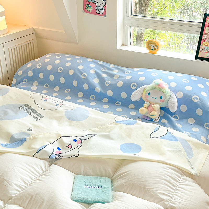 91家纺网 家纺一手货源 找家纺 金爱家 2024新款三丽鸥正版授权纯棉旅行隔脏睡袋火车出行睡袋系列（送同款收纳袋） 纯棉睡袋-波点玉桂狗