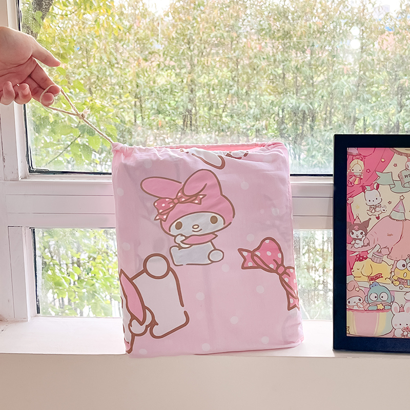 91家纺网 家纺一手货源 找家纺 金爱家 2024新款三丽鸥正版授权纯棉旅行隔脏睡袋火车出行睡袋系列（送同款收纳袋） 纯棉睡袋-蝴蝶结美乐蒂