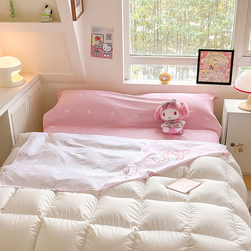 91家纺网 家纺一手货源 找家纺 金爱家 2024新款三丽鸥正版授权纯棉旅行隔脏睡袋火车出行睡袋系列（送同款收纳袋） 纯棉睡袋-蝴蝶结美乐蒂