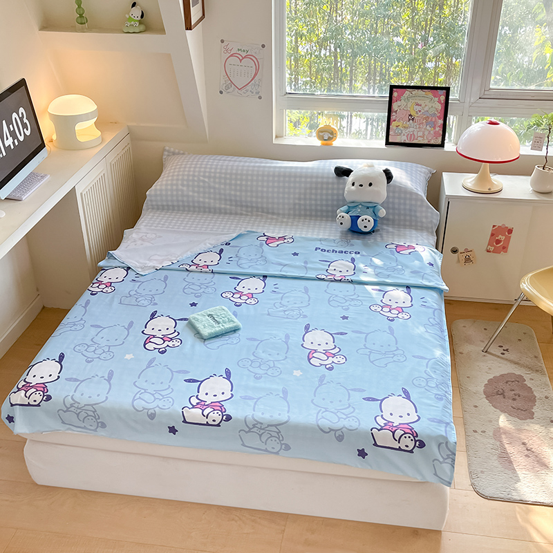 91家纺网 家纺一手货源 找家纺 金爱家 2024新款三丽鸥正版授权纯棉旅行隔脏睡袋火车出行睡袋系列（送同款收纳袋） 纯棉睡袋-欢乐帕恰狗