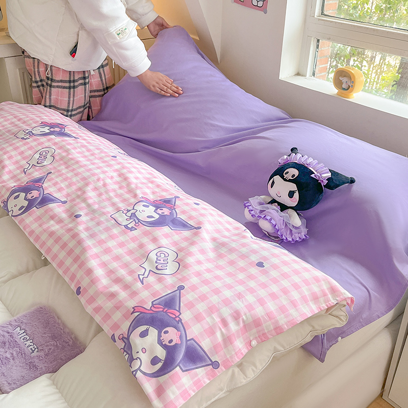 91家纺网 家纺一手货源 找家纺 金爱家 2024新款三丽鸥正版授权纯棉旅行隔脏睡袋火车出行睡袋系列（送同款收纳袋） 纯棉睡袋-库洛米之心