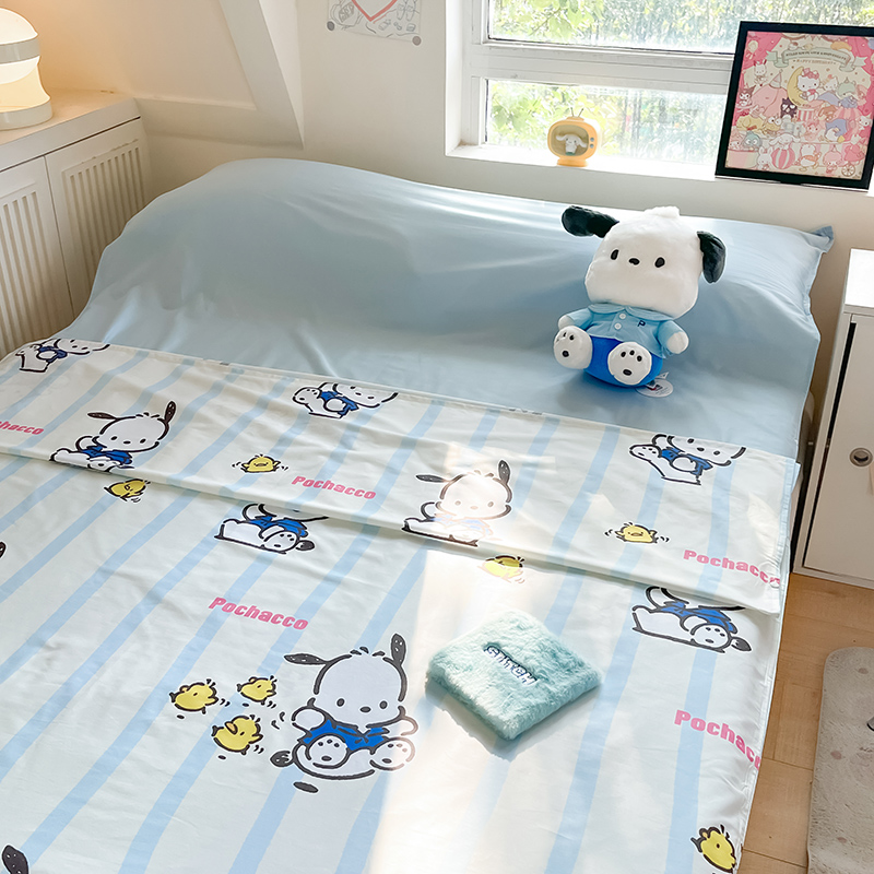 91家纺网 家纺一手货源 找家纺 金爱家 2024新款三丽鸥正版授权纯棉旅行隔脏睡袋火车出行睡袋系列（送同款收纳袋） 纯棉睡袋-快乐帕恰狗