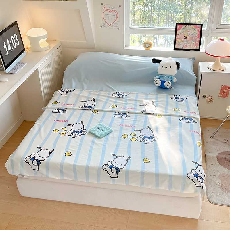 91家纺网 家纺一手货源 找家纺 金爱家 2024新款三丽鸥正版授权纯棉旅行隔脏睡袋火车出行睡袋系列（送同款收纳袋） 纯棉睡袋-快乐帕恰狗