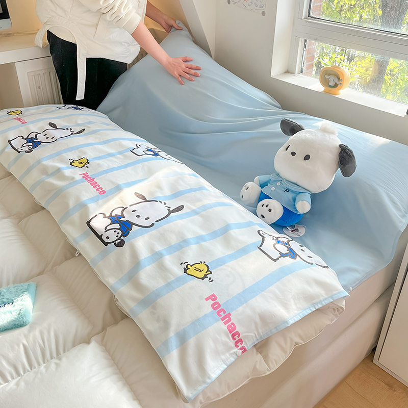 91家纺网 家纺一手货源 找家纺 金爱家 2024新款三丽鸥正版授权纯棉旅行隔脏睡袋火车出行睡袋系列（送同款收纳袋） 纯棉睡袋-快乐帕恰狗